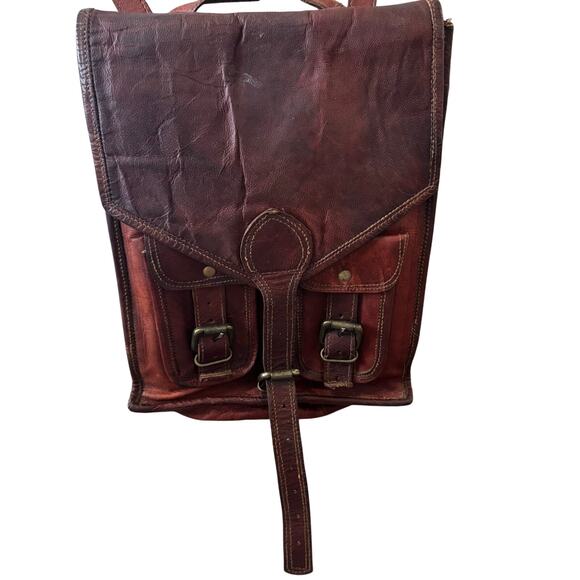Brown Leather convertible backpack crossbody bag